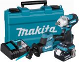 Аккумуляторный набор Makita, 18 В: гайковерт DTW300 + сабельная пила DJR189, с 2 АКБ 5 Ач и ЗУ, в кейсе