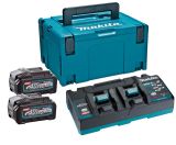 Набор Makita: 2 АКБ BL4040, Li-Ion, 40 В, 4 Ач и двойное быстрое ЗУ DC40RB, 40 В, 2x12 А, в кейсе MakPac, 191U04-0