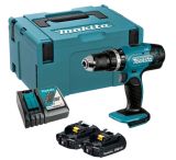 Аккумуляторная ударная дрель-шуруповерт Makita DHP453RAJ, 18 В, 1300 об/мин, 19500 уд/мин, с 2 АКБ 2 Ач и ЗУ, в кейсе