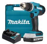 Аккумуляторная дрель-шуруповерт Makita, 18 В, 1400 об/мин, с 2 АКБ 1.5 Ач и ЗУ, в кейсе, DF488DWE