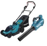 Аккумуляторный набор садовой техники Makita, 18 В: газонокосилка DLM330 + воздуходув DUB184, без АКБ и ЗУ