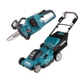 Аккумуляторный набор садовой техники Makita, 18 В: газонокосилка DLM539 + цепная пила DUC353, без АКБ и ЗУ