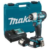 Аккумуляторный ударный гайковерт Makita TW160DWAE, 12 В, 160 Нм, 3600 уд/мин, с 2 АКБ 2 Ач и ЗУ, в кейсе