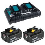 Набор Makita: аккумуляторная отрезная пила DLW140Z, 355 мм, 3800 об/мин + 2 аккумулятора BL1850B, 18 В, 5 Ач + зарядное устройство DC18RD, PT997