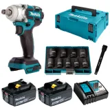 Аккумуляторный ударный гайковерт Makita, 18 В, 280 Нм, 2800 об/мин, 3500 уд/мин, с 2 АКБ 3 Ач и ЗУ, в кейсе MakPac, DTW285RFJX