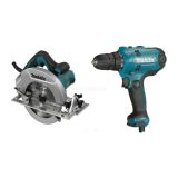 Набор электроинструментов Makita: пила циркулярная HS7600 1200 Вт, 100 мм и дрель-шуруповерт DF0300 320 Вт, DK0118