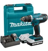 Аккумуляторная дрель-шуруповерт Makita, 18 В, 1400 об/мин, с 2 АКБ 2 Ач и ЗУ, в кейсе, DF488D004
