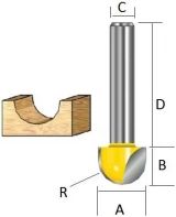 Фреза пазовая галтельная Makita "Эконом" 7, 9R 15, 8х12, 7х8х45х2Т, D-68301