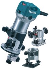 Набор Makita: кромочный фрезер RT0700CX2, 710 Вт, 30000 об/мин, в сумке + лобзик 4329, 450 Вт, 3100 ход/мин, PT1046