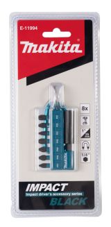 Бита Makita PH1,2XPH2,PH3,PZ1,PZ2,PZ3, 25 мм, хвостовик 1/4", 8 шт. (E-11994)