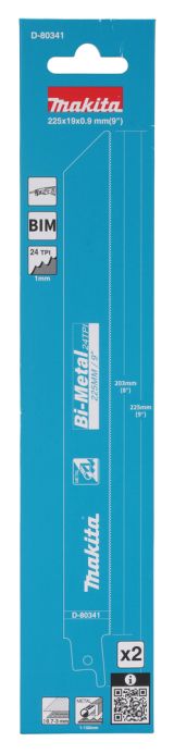 Полотно для сабельной пилы Makita D-80341, по металлу, 225 мм, 24 TPI, 2 шт.
