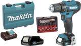 Аккумуляторная дрель-шуруповерт Makita DF333DYX14, c набором бит, 2 АКБ 1.5 Ач и ЗУ, в кейсе