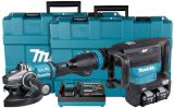 Аккумуляторный набор Makita, 40 В: отбойный молоток HM002 + угловая шлифмашина GA038, с 2 АКБ 5 Ач и ЗУ, в 2 кейсах