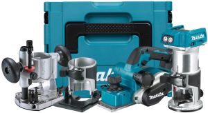 Аккумуляторный набор Makita, 18 В: рубанок DKP181Z + фрезер DRT50, без АКБ и ЗУ, в кейсе MakPac