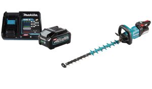Набор Makita: аккумуляторный кусторез UH004GZ, 40 В, 60 см, 5000 рез/мин + АКБ BL4040, 40 В, 4 Ач и ЗУ DC40RA, 40 В, 6 А, PT961