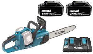 Набор Makita: аккумуляторная цепная пила DUC353Z + 2 аккумулятора 5 Ач BL1850B + зарядное устройство DC18RD, PT966