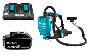 Набор: аккумуляторный ранцевый пылесос Makita DVC261ZX11 + аккумулятор Makita 632G59-7 + зарядное устройство Makita 630876-7
