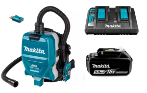 Набор: аккумуляторный ранцевый пылесос Makita DVC265ZXU + аккумулятор Makita 632G59-7 + зарядное устройство Makita 630876-7