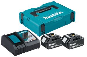 Набор Makita: 2 АКБ BL1860B, Li-Ion, 18 В, 6 Ач и быстрое ЗУ DC18RC, 7.2-18 В, 9 А, в кейсе MakPac, 198118-0