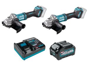 Набор Makita: 2 аккумуляторные угловые шлифмашины GA038GZ, 230 мм, 6600 об/мин + аккумулятор BL4040, 40 В, 4 Ач + быстрое зарядное устройство DC40RA, PT981