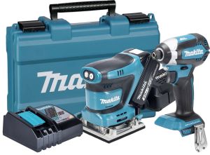 Аккумуляторный набор Makita, 18 В: шлифмашина DBO484 + шуруповерт DTD153, с АКБ 5 Ач и ЗУ, в кейсе