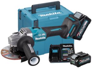 Аккумуляторная угловая шлифмашина Makita GA005GM201, 40 В, 125 мм, 8500 об/мин, с 2 АКБ 4 Ач и ЗУ, в кейсе