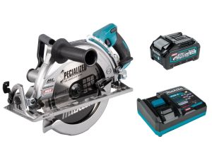 Набор Makita: аккумуляторная дисковая пила RS002GZ, 40 В, 260 мм, 4000 об/мин + АКБ BL4040, 40 В, 4 Ач + ЗУ DC40RA, 40 В, 6 А, PT1032