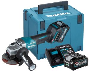 Аккумуляторная угловая шлифмашина Makita GA012GM201, 40 В, 115 мм, 8500 об/мин, с 2 АКБ 4 Ач и ЗУ, в кейсе MakPac