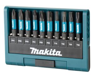 Бита Makita PH1,PH2,PH3,PZ1,PZ2,PZ3,T15,T20,T25,T30, 50 мм, хвостовик 1/4", 10 шт. (E-12011)