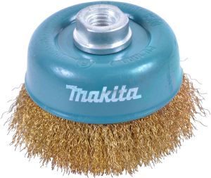 Щетка проволочная чашечная Makita (d90 мм, толщ. проволоки 0.3 мм, гофрированная, латунь, M14x2), D-39780