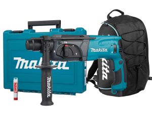 Набор Makita: перфоратор HR2470, 780 Вт, 2.4 Дж, 4500 уд/мин, в кейсе + рюкзак PGH-190100 + смазка для буров 196804-7, PT1047