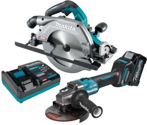 Набор аккумуляторного инструмента Makita, 40 В: угловая шлифмашина GA035GZ + дисковая пила HS009GZ, с АКБ 4 Ач и быстрым ЗУ 6 А (PT1424)