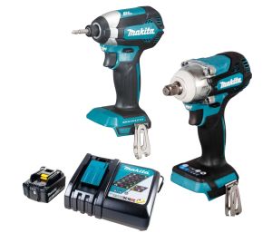 Набор электроинструмента Makita PT1464 18 В: гайковерт DTW300Z + ударный шуруповерт DTD153Z, с АКБ 3 Ач и ЗУ