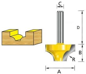 Фреза пазовая фасонная Makita "Каплевидная" 9, 5R 31, 8х16, 7х8х32х2Т, D-11019