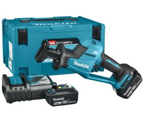 Аккумуляторная сабельная пила Makita DJR189RTJ, 18 В, 3100 ход/мин, 22 мм, с 2 АКБ 5 Ач и ЗУ, в кейсе