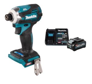 Набор: аккумуляторный ударный шуруповерт Makita TD001GZ + аккумулятор с зарядным устройством Makita (XGT, 1x4.0Ач, DC40RA) 191J67-0