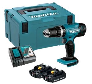Аккумуляторная ударная дрель-шуруповерт Makita DHP453RAJ, 18 В, 1300 об/мин, 19500 уд/мин, с 2 АКБ 2 Ач и ЗУ, в кейсе