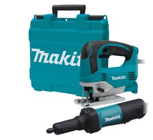 Набор электроинструмента Makita: прямошлифовальная машина GD0600 + лобзик JV0600K (ACSET-56)