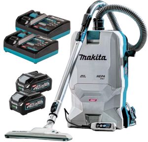 Аккумуляторный ранцевый пылесос Makita VC011G, 40 В, 6 л, с 2 АКБ 4 Ач и 2 ЗУ (PT1433)