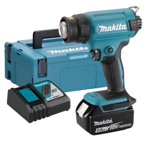 Аккумуляторный тепловой пистолет (фен) Makita LXT 18В, 1 режим, 550°, с АКБ 5 Ач и ЗУ, в кейсе MakPac, DHG180RT1J