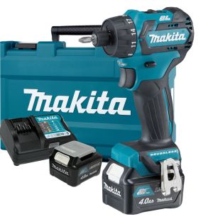 Аккумуляторная дрель-шуруповерт Makita, 10.8 В, 1500 об/мин, c 2 АКБ 4 Ач и ЗУ, в кейсе, DF032DWME