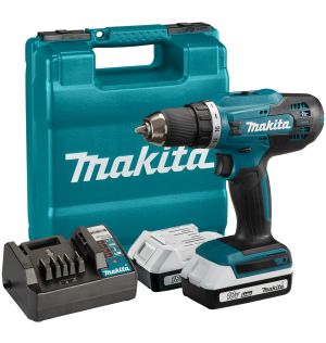 Аккумуляторная дрель-шуруповерт Makita, 18 В, 1400 об/мин, с 2 АКБ 2 Ач и ЗУ, в кейсе, DF488D004