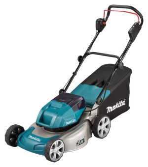 Аккумуляторная газонокосилка Makita LXT 2x18 В, 46 см, 60 л, с 2 АКБ 5 Ач и ЗУ, DLM460PT2