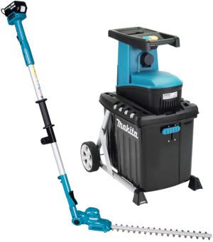 Набор садовой техники Makita: аккумуляторный кусторез-высоторез DUN461W + сетевой измельчитель UD2500, с АКБ 3 Ач и ЗУ