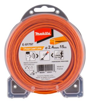 Триммерная леска Makita, спиральная "клевер", 2, 4 ммх15м, E-01797