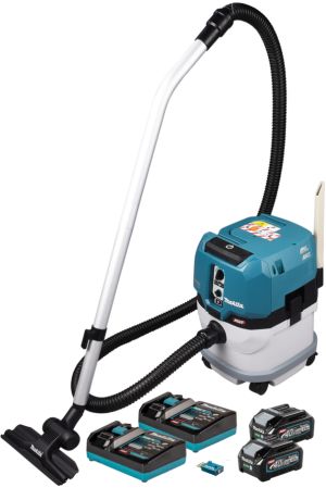 Аккумуляторный строительный пылесос Makita VC004GLZ01, 40 В, 12 л, с 2 АКБ 4 Ач и 2 ЗУ (PT1434)