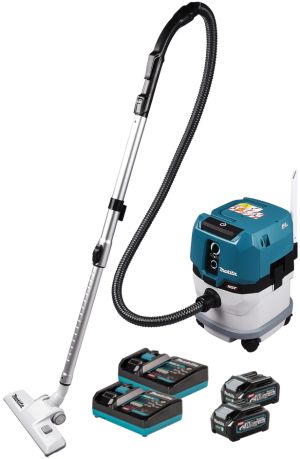 Аккумуляторный строительный пылесос Makita VC003GL, 40 В, 12 л, с 2 АКБ 4 Ач и 2 ЗУ (PT1431)