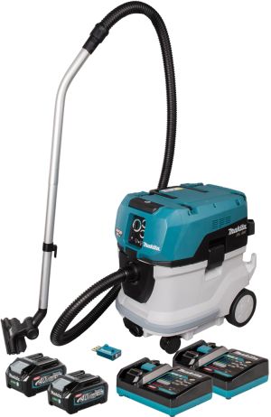 Аккумуляторный строительный пылесос Makita VC006GM, 40 В, 40 л, с 2 АКБ 4 Ач и 2 ЗУ (PT1430)