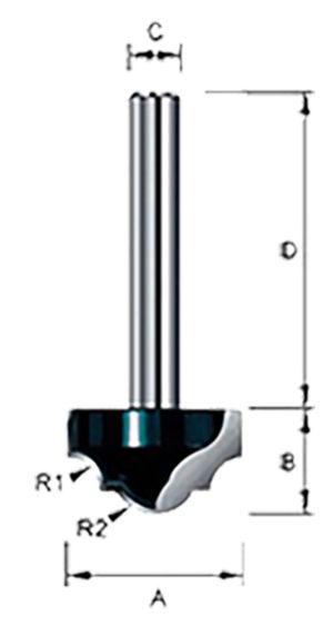 Фреза пазовая фасонная Makita 3, 18R 22х9, 9х8х40х2Т, хвост. подшипник, D-11156