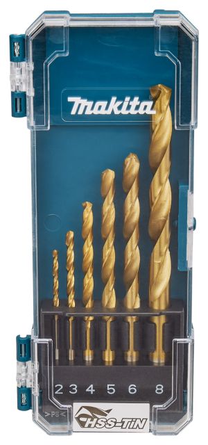 Набор сверл Makita по металлу HSS-TiN Economy, 6 шт. (2, 3, 4, 5, 6, 8 мм), D-72833
